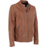 Ashwood Mens Leather Biker Jacket Cognac: AMJ-3