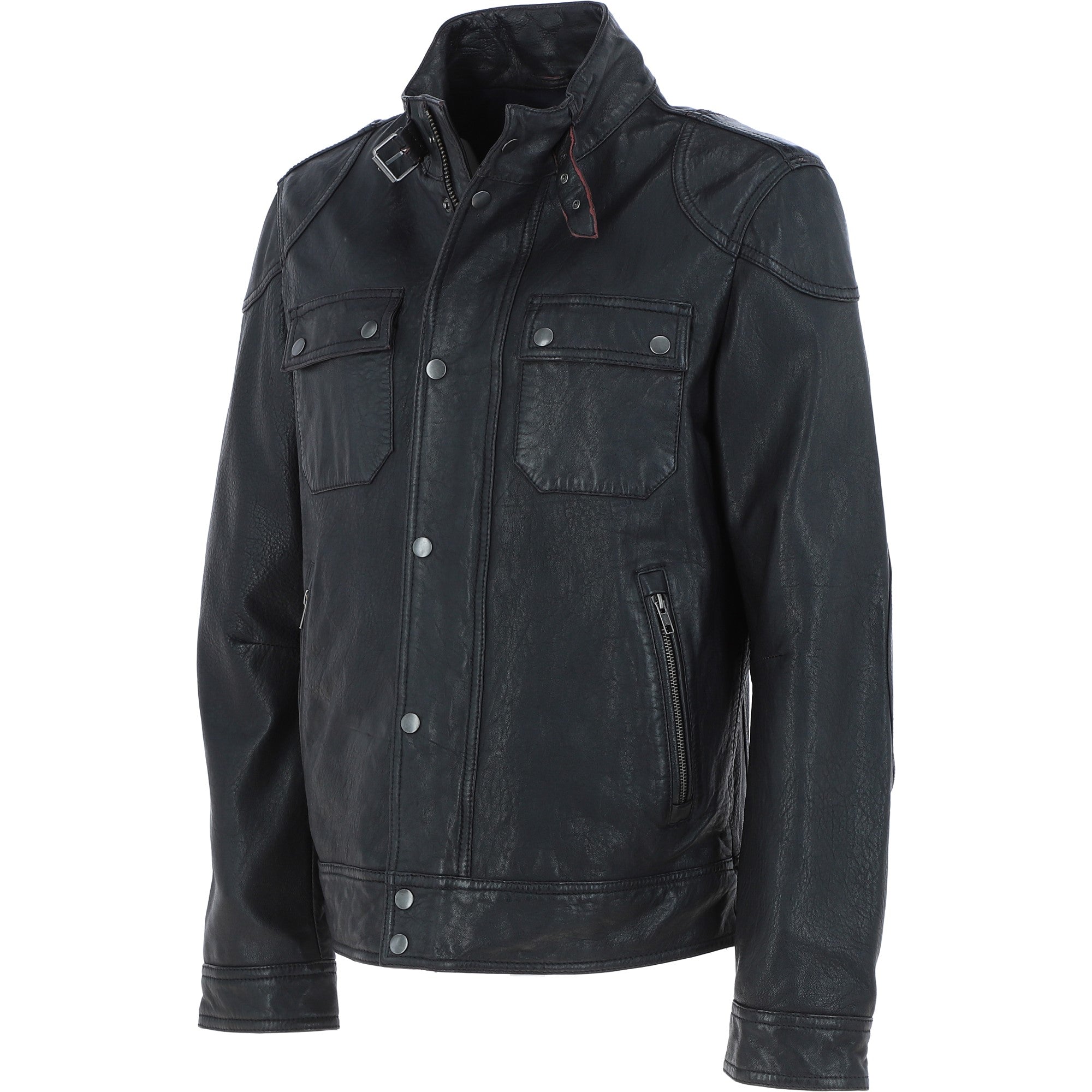 Ashwood Mens Leather Biker Jacket Black: AMJ-4