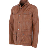 Mens Safari Style Leather Jacket Cognac: AMJ-5
