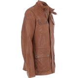 Mens Safari Style Leather Jacket Cognac: AMJ-5