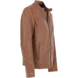 Ashwood Mens Leather Biker Jacket Cognac: AMJ-8