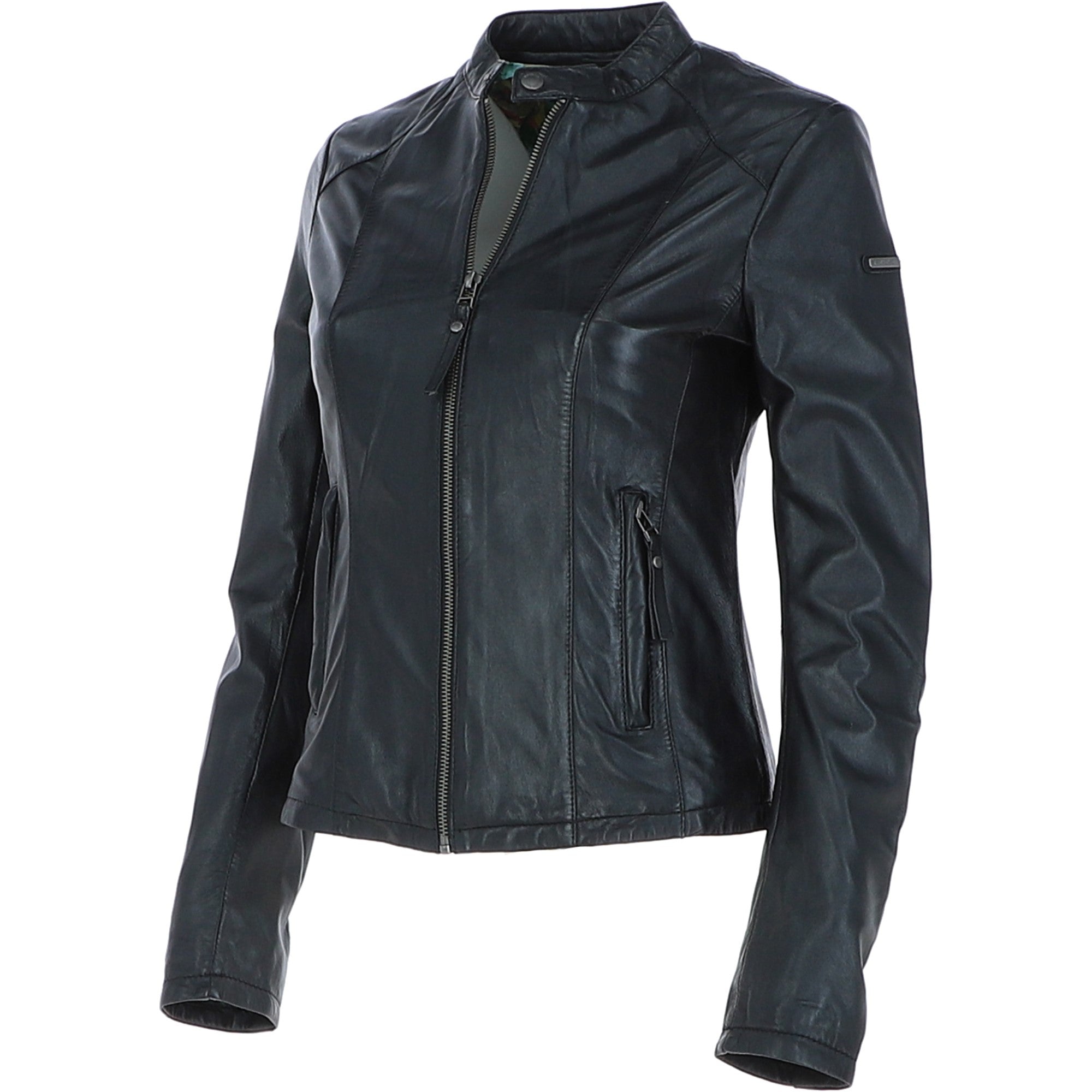 Women's Leather Biker Jacket Black: Andrea