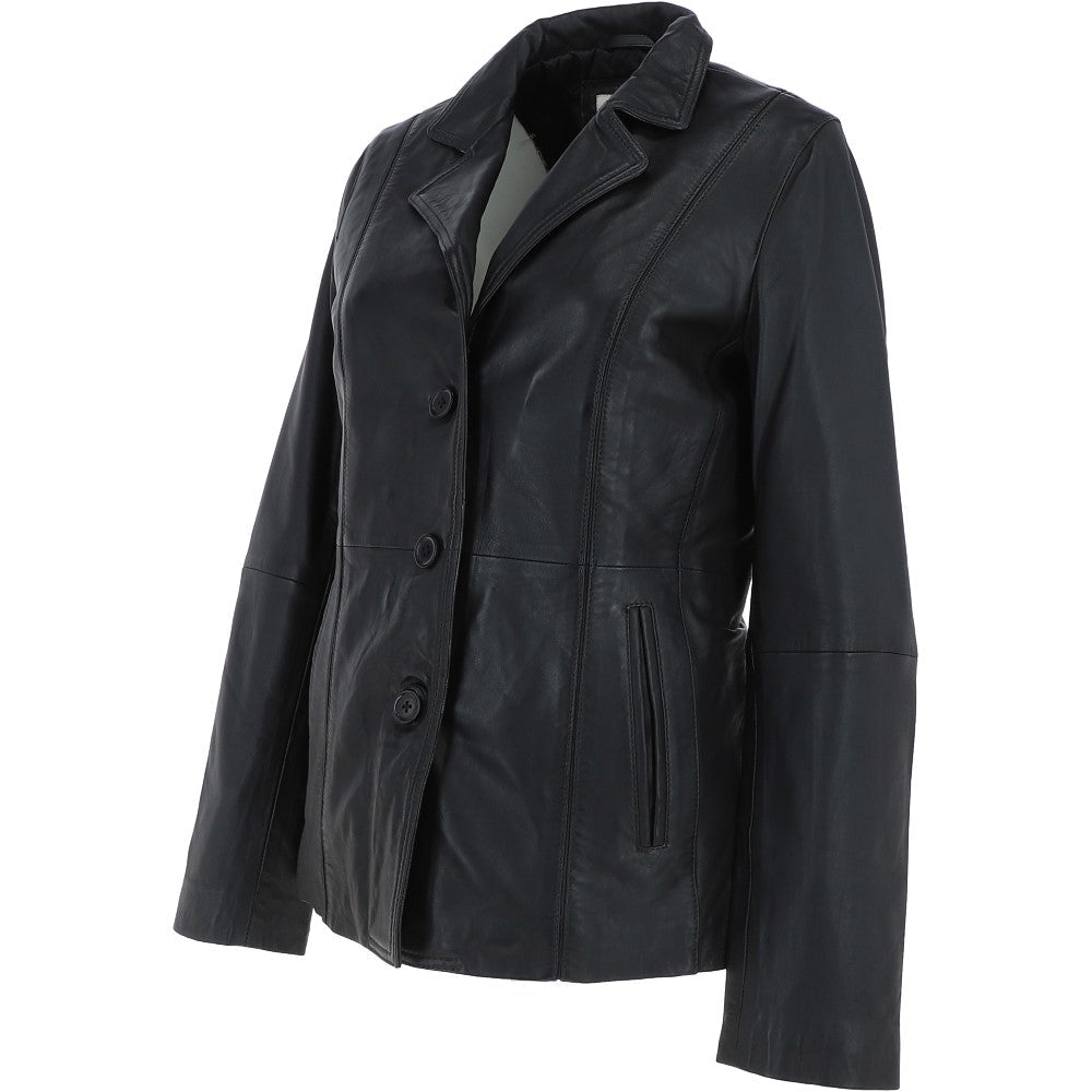 Leather Jacket Black/app: ANGELA