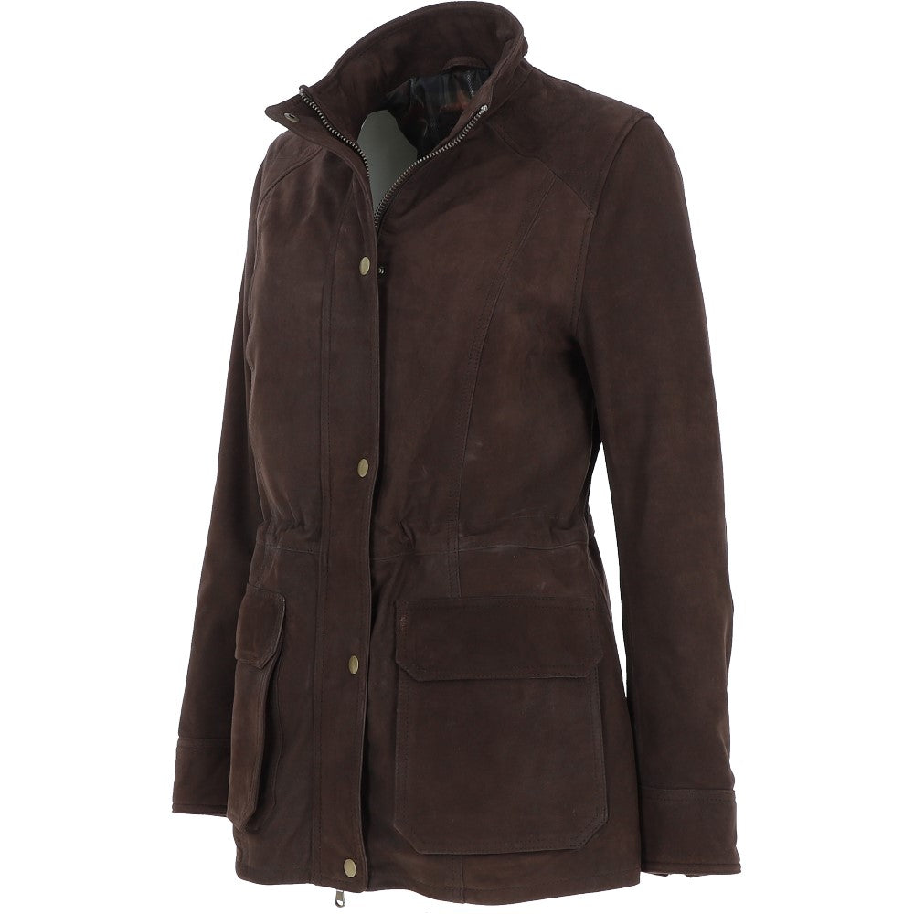 Fenland Women's Nubuck Leather Jacket Brown:  AnnaMae