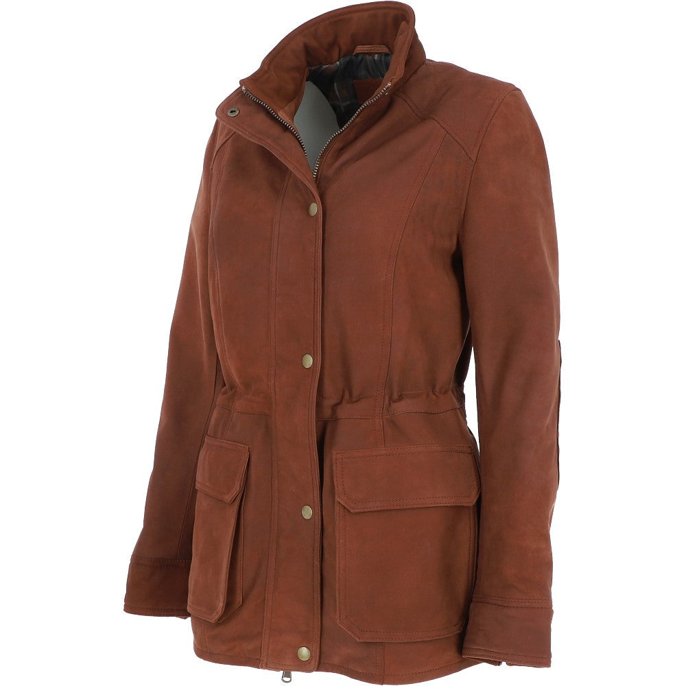 Fenland Women's Nubuck Leather Jacket Rust:  AnnaMae