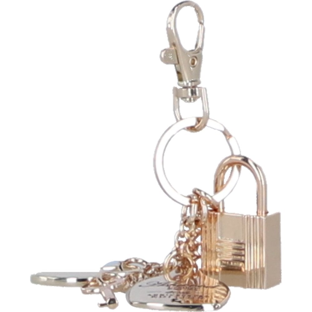 Ashwood Leather's 40th Anniversary Metallic Padlock Keychain in Gold: CH-1
