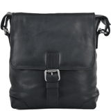 Mens 3 Pocket Luxury Small Leather Flight Bag Black : Jack