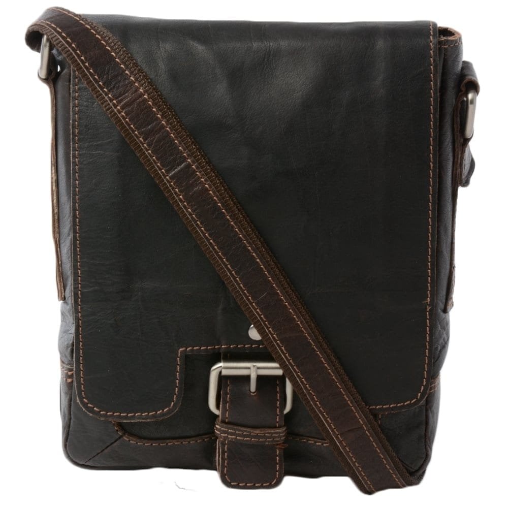 Mens Leather Flight Bag Brown/crum : 8341