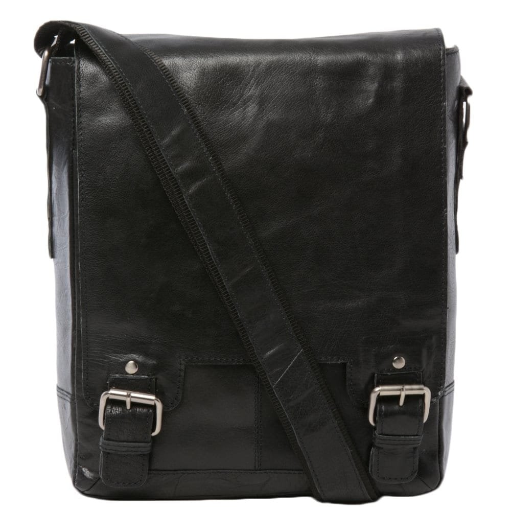 Mens Leather Ipad Messenger Bag Black/crum : 8342