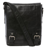 Mens Leather Ipad Messenger Bag Black/crum : 8342