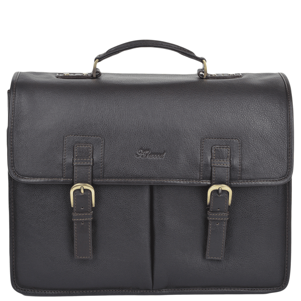 Mens Triple Gusset Heavy Duty Leather Briefcase Brown/tum : Gareth