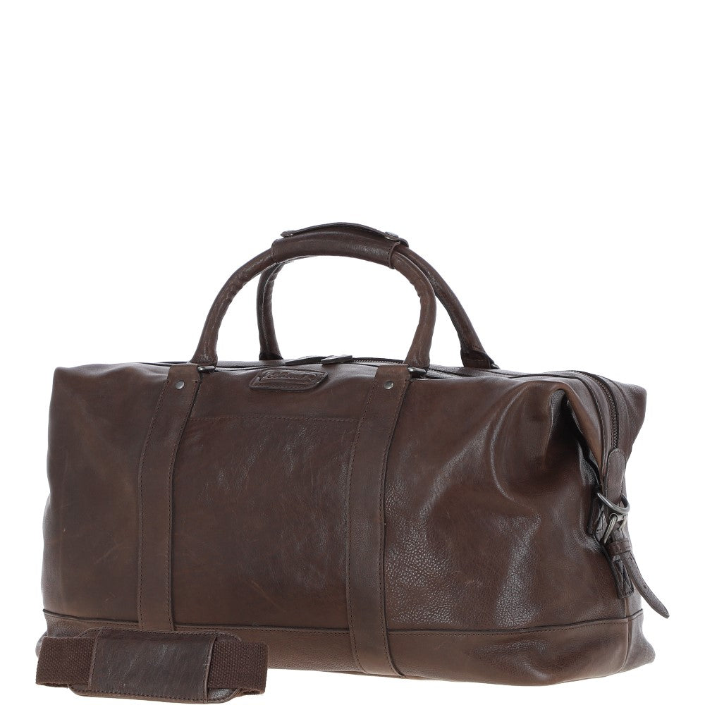 Men's Luxury Leather Weekend Holdall Brown: Austin