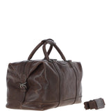 Men's Luxury Leather Weekend Holdall Brown: Austin