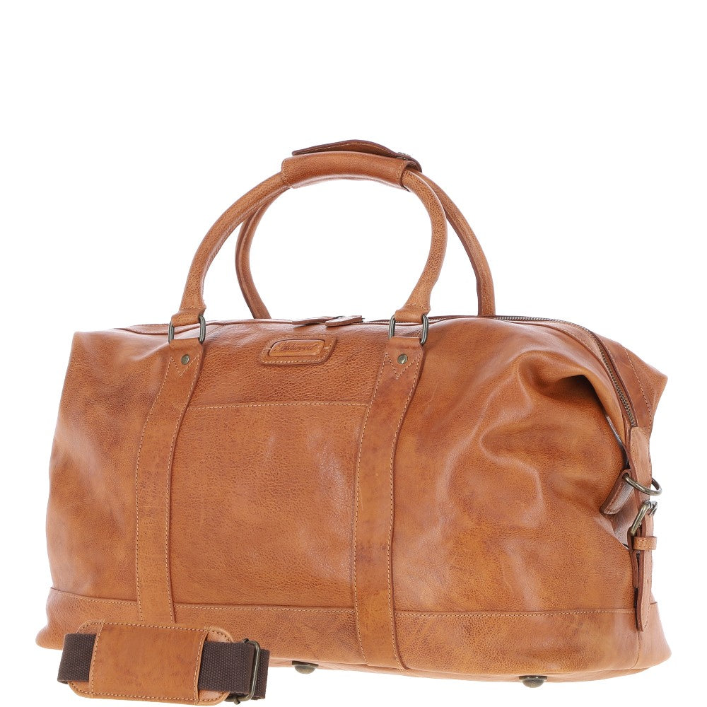 Men's Luxury Leather Weekend Holdall Tan: Austin