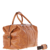 Men's Luxury Leather Weekend Holdall Tan: Austin