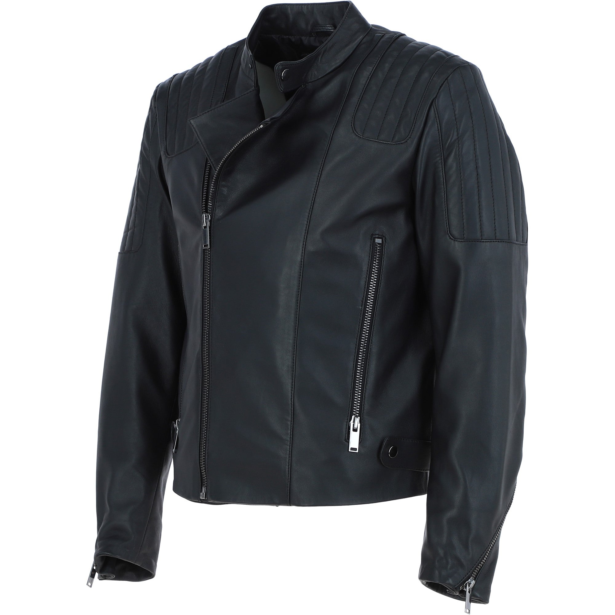 Ashwood Leather Vegetable Tanned Side Zip Biker Jacket - Black: AWM-1716