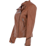 Ashwood Leather Vegetable Tanned Ladies Biker Jacket - Tan: AWL-101