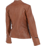 Ashwood Leather Vegetable Tanned Ladies Biker Jacket - Tan: AWL-101