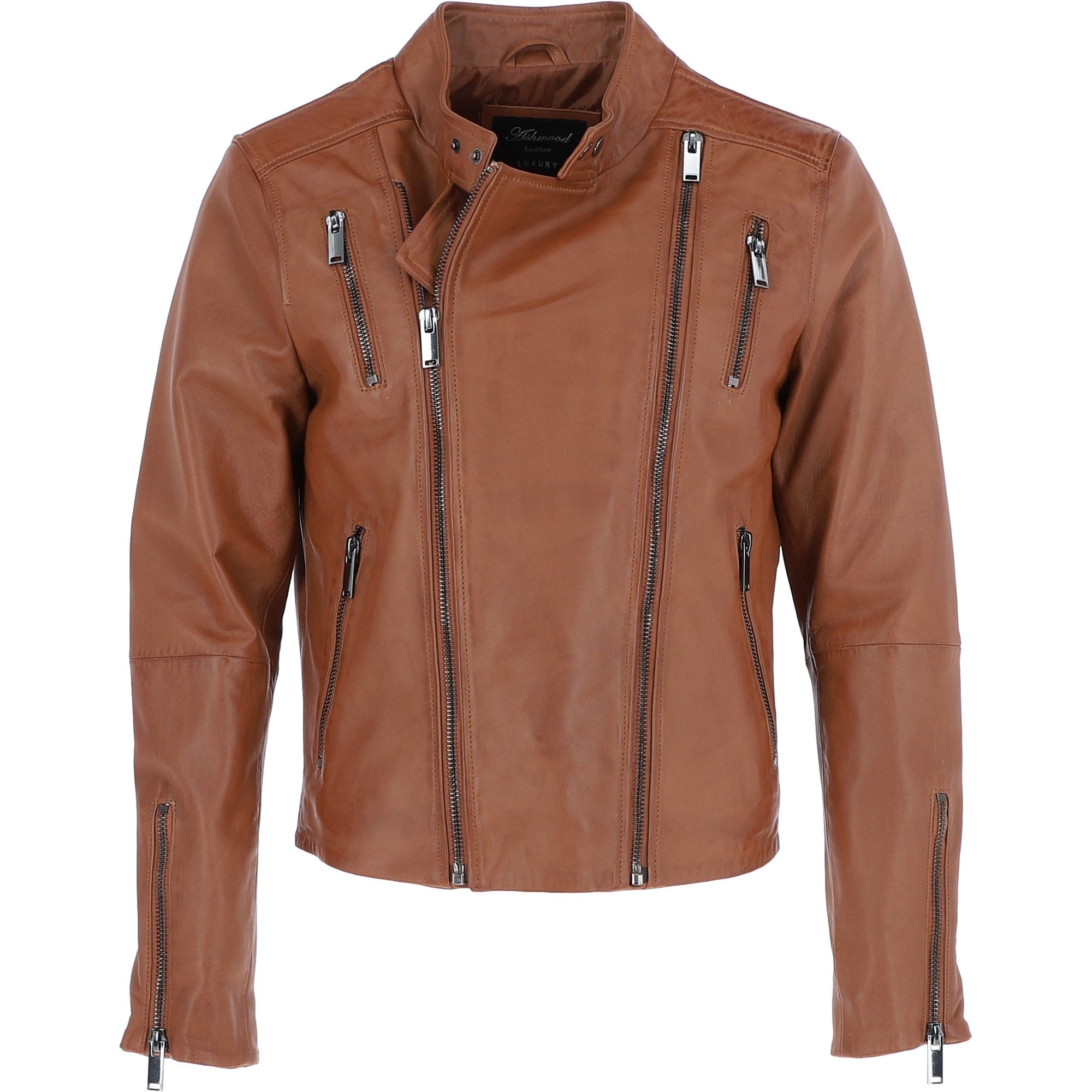 Ashwood Leather Side Zip Biker Jacket Tan: AWL-103