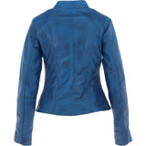 Leather Biker Style Jacket Royal Blue : Awl-1201