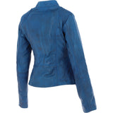 Leather Biker Style Jacket Royal Blue : Awl-1201