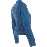 Leather Biker Style Jacket Royal Blue : Awl-1201