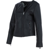 Ashwood Leather Ladies Collarless Side Zip Fashion Jacket Black: AWL-161