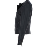 Ashwood Leather Ladies Collarless Side Zip Fashion Jacket Black: AWL-161