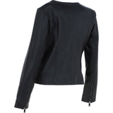 Ashwood Leather Ladies Collarless Side Zip Fashion Jacket Black: AWL-161