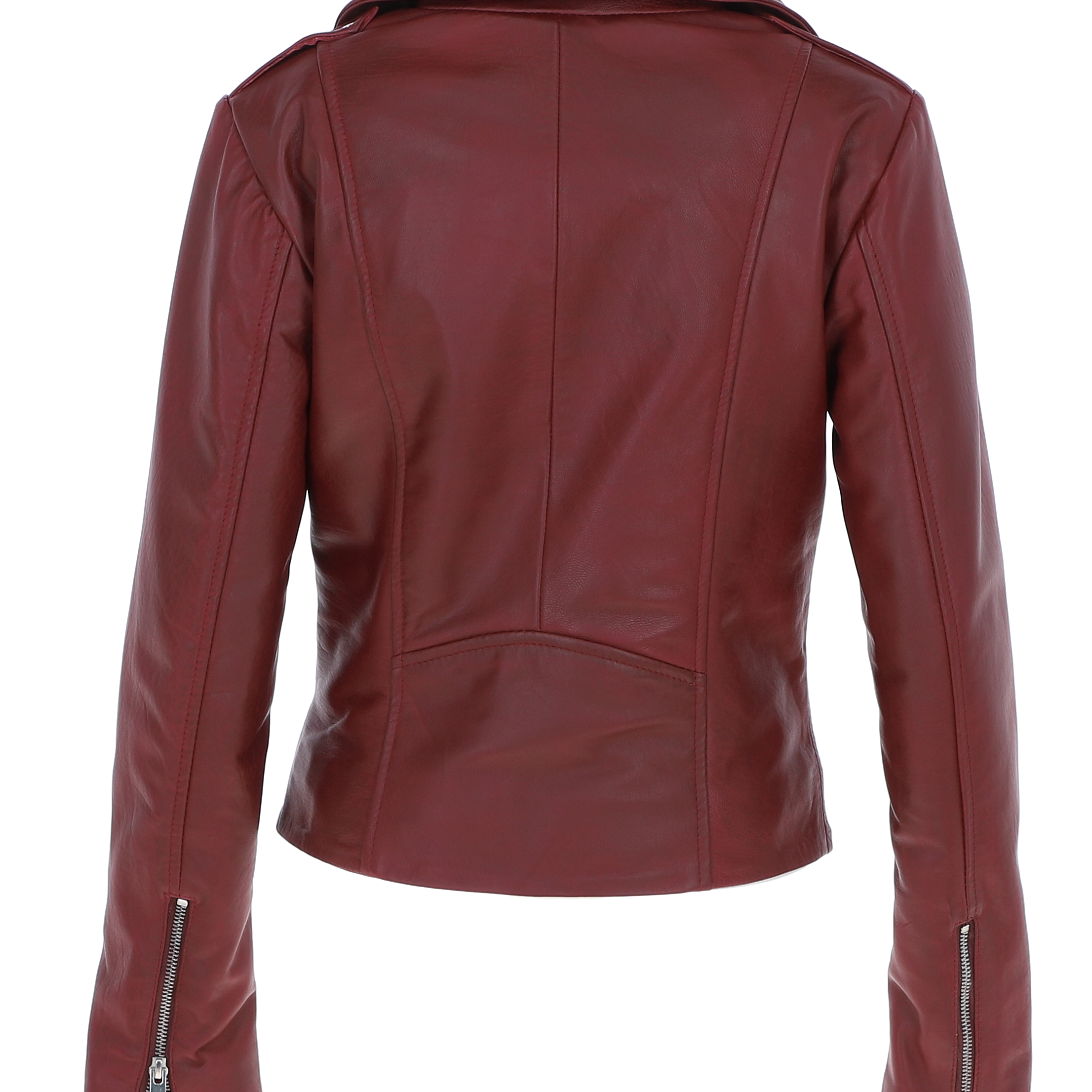Exquisite Ashwood Leather Ladies Plus Size Biker Jacket Burgundy: AWL-1881 Plus