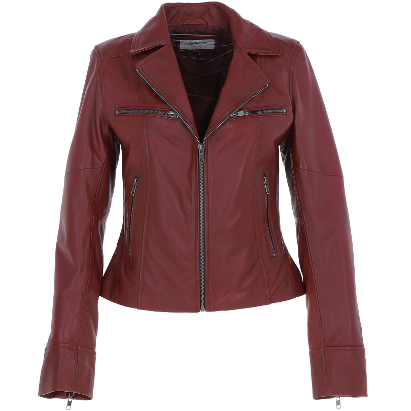 Ladies Ashwood Leather Plus Size Biker Jacket Burgundy: AWL-1991 Plus