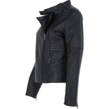 Ashwood Leather Mandarin Collar Ladies Biker Jacket - Black: AWL-2003