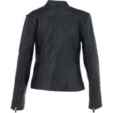 Ashwood Leather Mandarin Collar Ladies Biker Jacket - Black: AWL-2003