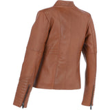 Ashwood Leather Mandarin Collar Ladies Biker Jacket - Tan: AWL-2003