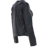 Women's Collarless Leather Fashion Jacket Black: AWL-284