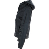 Womens Two-In-One Leather Hooded Jacket Black: awl-484