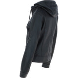 Womens Two-In-One Leather Hooded Jacket Black: awl-484