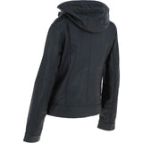 Womens Two-In-One Leather Hooded Jacket Black: awl-484