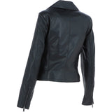 Ladies Veg Tanned Leather Plain Biker Jacket Black: AWL-79