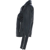 Ladies Veg Tanned Leather Biker Jacket Black: AWL-80