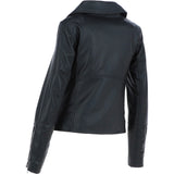 Ladies Veg Tanned Leather Biker Jacket Black: AWL-80