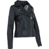 Ladies Veg Tanned Leather Biker Jacket Black: AWL-80