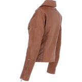 Ladies Veg Tanned Leather Biker Jacket Tan: AWL-80