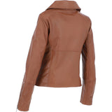 Ladies Veg Tanned Leather Biker Jacket Tan: AWL-80