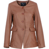 Ashwood Lapel-Less Blazer Style Jacket in Tan: AWL-812