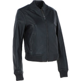 Ladies Leather Bomber Jacket Black : AWL-MIA