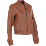 Ladies Leather Bomber Jacket Tan : AWL-MIA