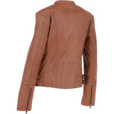 Ladies Leather  Biker Jacket Tan: AWL-N30