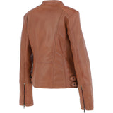 Ladies Leather  Biker Jacket Tan: AWL-N30