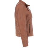 Ladies Leather  Biker Jacket Tan: AWL-N30